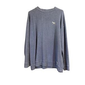Pink Victoria Secret Womens Large L Blue Sweatshirt Long Sleeve Comfy Textured